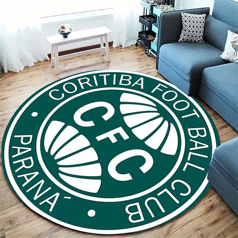 Coritiba Foot Ball Club Green Leaf Crest Circular Area Rug Brazilian Football Round Floor Carpet Gaming Chair Living Room Bedroom Decor Mat