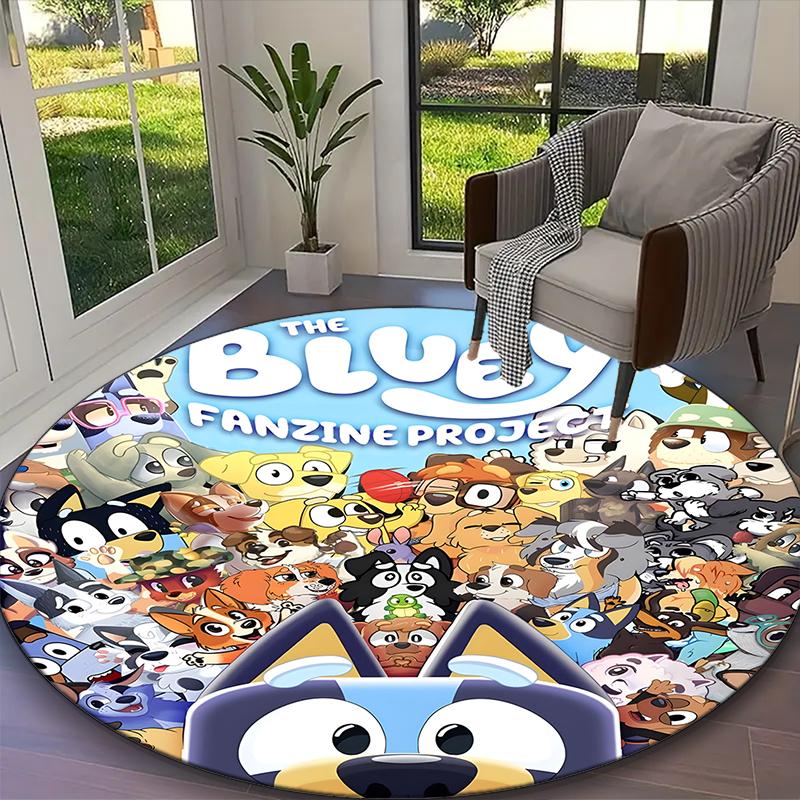 1pc Bluey Rug, Comfortable Printed Home Round Carpet, Cozy Office Chair Rug