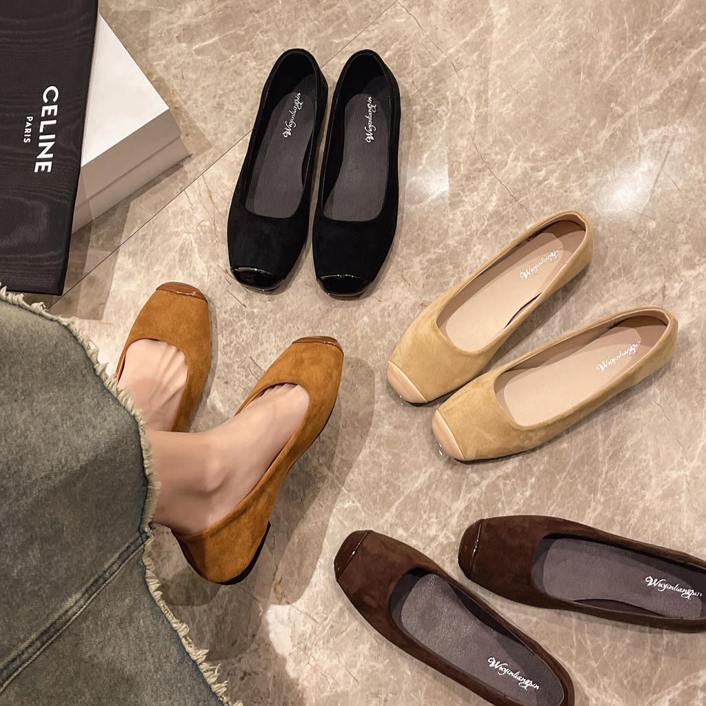 Fairy Shoes Gentle Single Shoes Suede Shallow Mouth Spring 2025 New Soft Flat Sole One Pedal Versatile Doudou Shoes Female