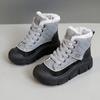 HY618 New Winter Cotton Shoes Color Matching Women's Shoes Warm High-top Velvet Thick-soled Heightening Simple Dad Shoes
