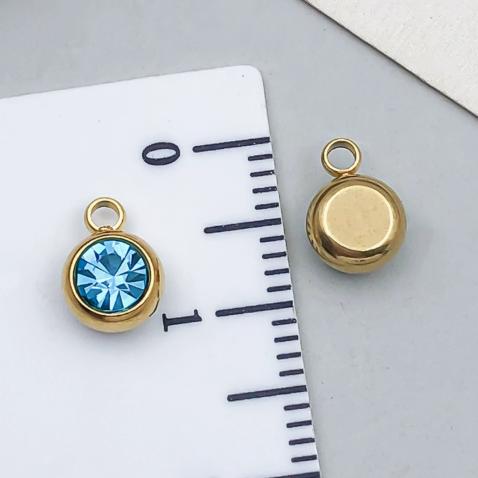 12pcs Mix Birthday Pendant Round Stainless Steel Rhinestone Charms For Jewelry Making Supplies DIY Necklace Bracelets Materials