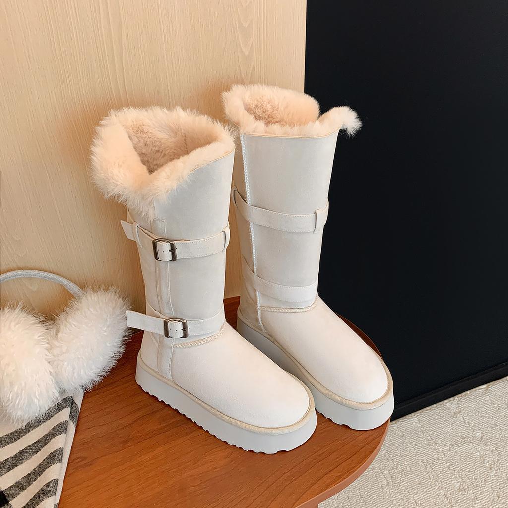 Two wear snow boots women's new winter thick-soled non-slip velvet thickened warm tall snow cotton