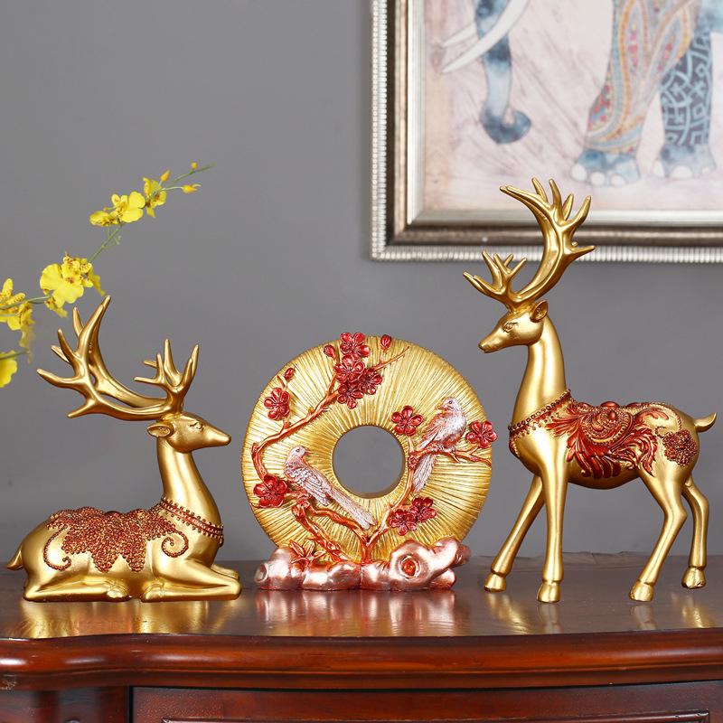 Fortune Deer Wealth-Attracting Ornament for Living Room and Cabinet – Perfect Housewarming or Opening Gift