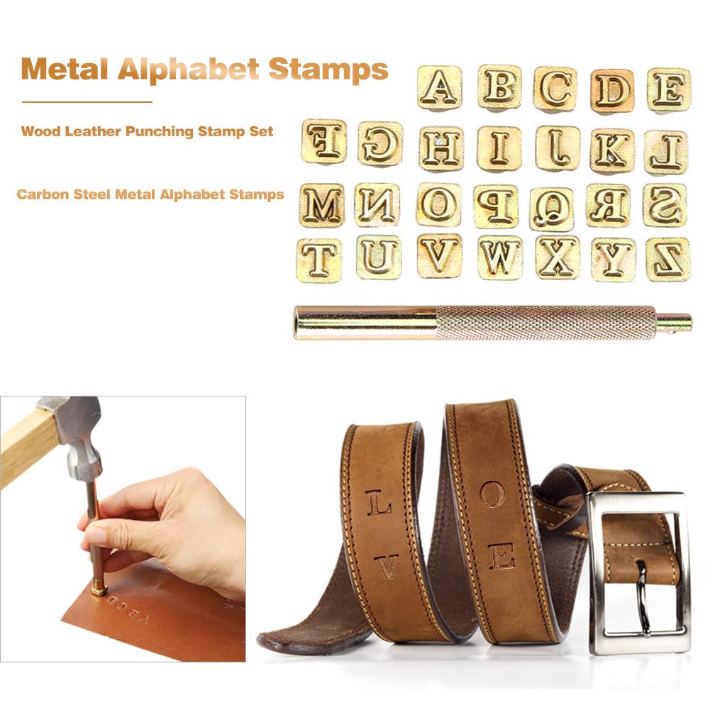 26pcs Carbon Steel Stamps 6mm Leather Stamping Tool Reusable Capital Letter Stamping Kit for Stamping Metal Leather Wood China Mainland