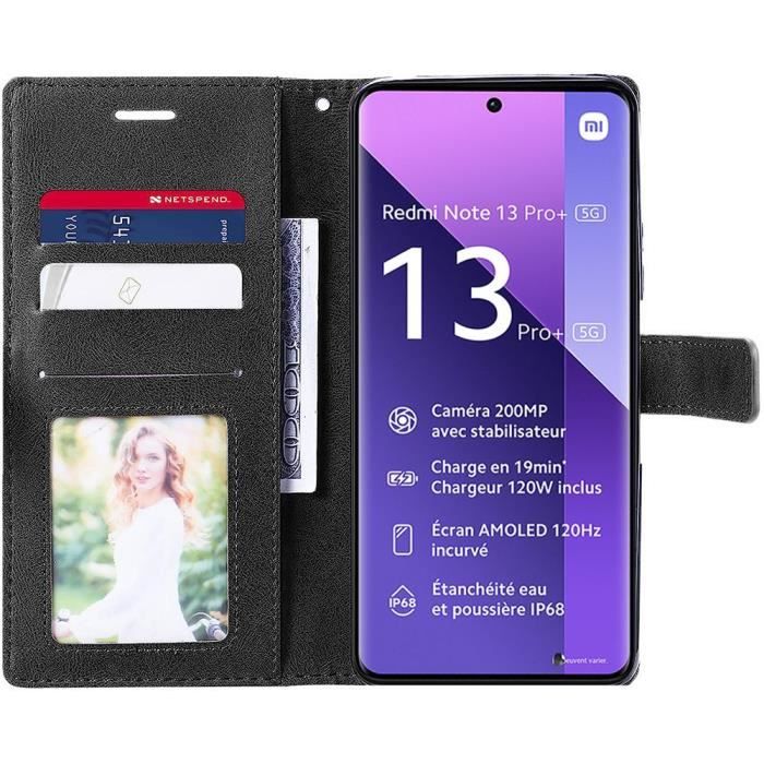 Skal - E.F.CONNECTION - För Xiaomi Redmi Note 13 Pro+ 5G - Tvåfärgat PU-läder - Justerbart Ställ - Marinblått