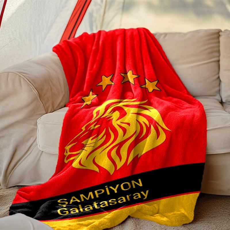 1 szt. Koc Galatasaray SK, Super Przytulny Koc Domowy z Nadrukiem, Ciepło na Cały Rok