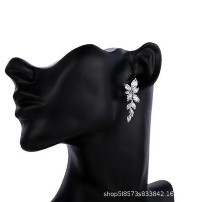Luxury Green Leaf Zircon Earrings: Elegant, Stylish, and Simple Design for Women