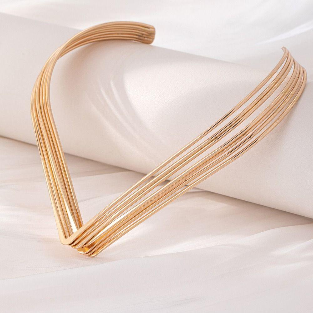 Multi-layer Hollowed-out Jewelry Set Geometric Women Jewelry Set Necklace Bracelet Set  Wedding