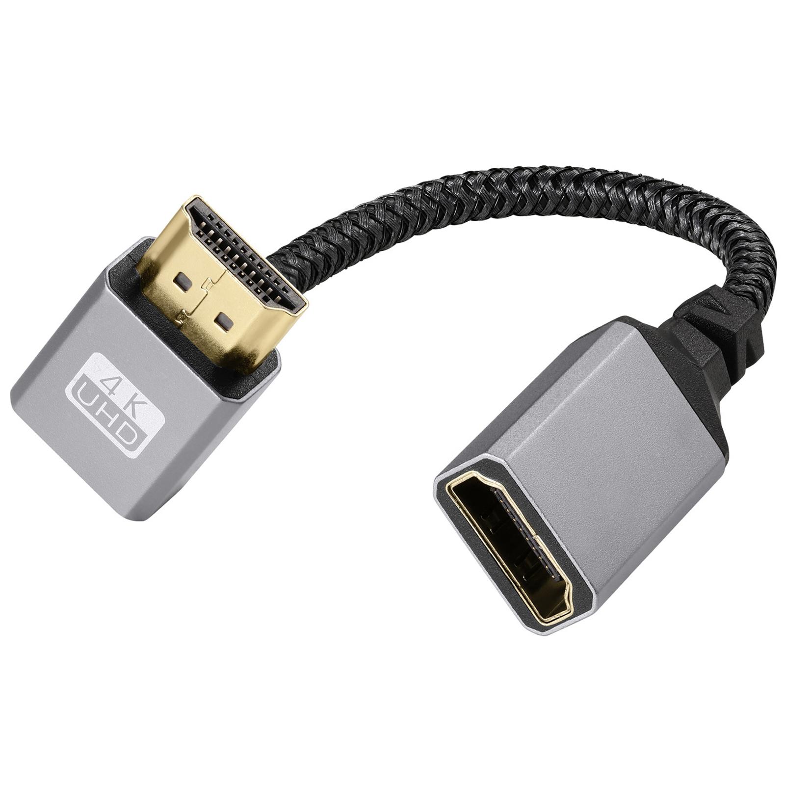 

20cm Down Bend HDMI Male to Female 4K High-Definition Extension Cable Computer TV Video Adapter Cord As Shown A