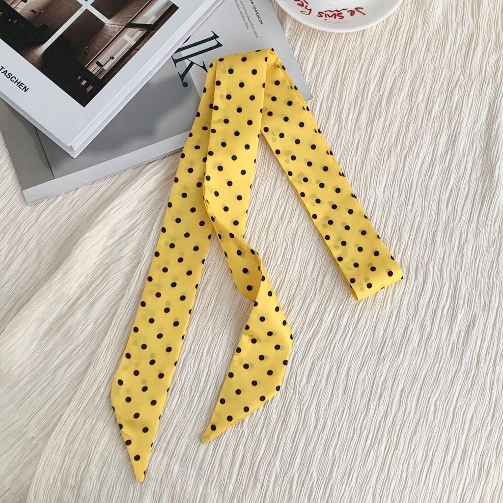 Long Black White Polka Dot Chokers Necklaces for Women Girls French Thin Soft Ribbon Neck Chain Party Formal Dress Accessories