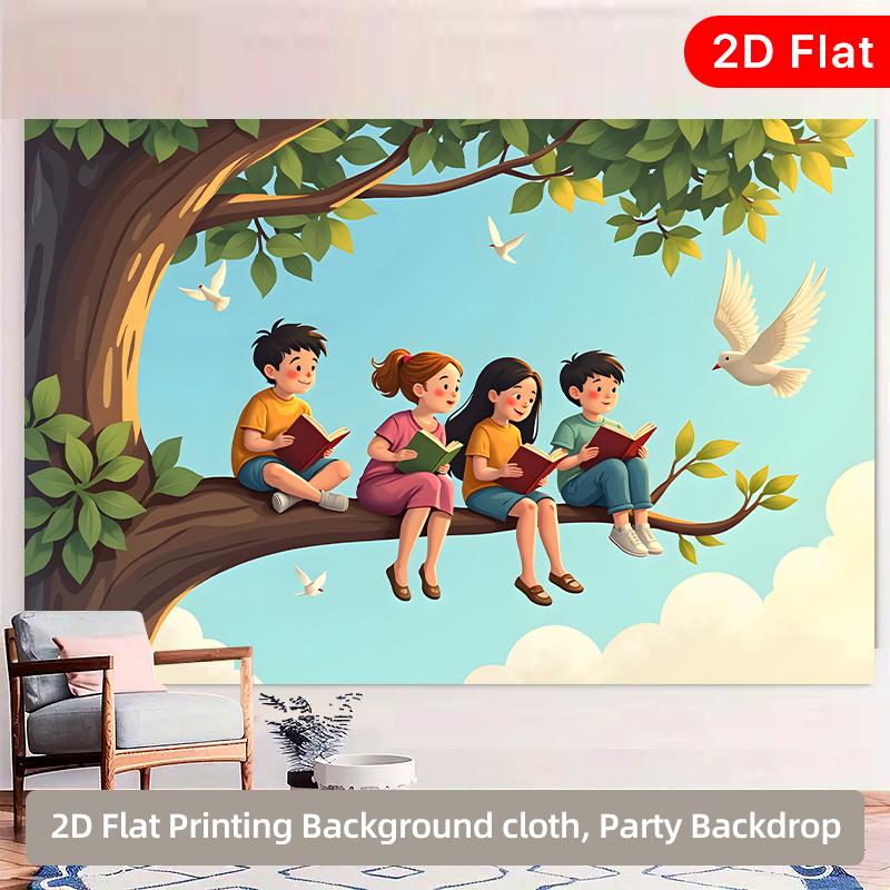2D Plane Tree Reading Indoor and Outdoor Party Banner Suitable for Birthday Wedding Ball Party Polyester