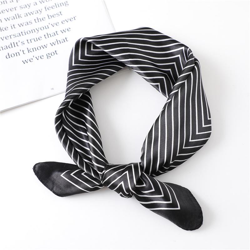 

Женский профессиональный шелковый полосатый шарф - Универсальный квадрат 60x60 см для шеи или сумки 60x60cm