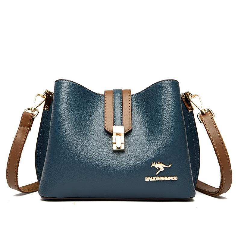 

Жіноча сумка міська проста сумка через плече контрастного кольору модна сумка-відро peacock синього кольору