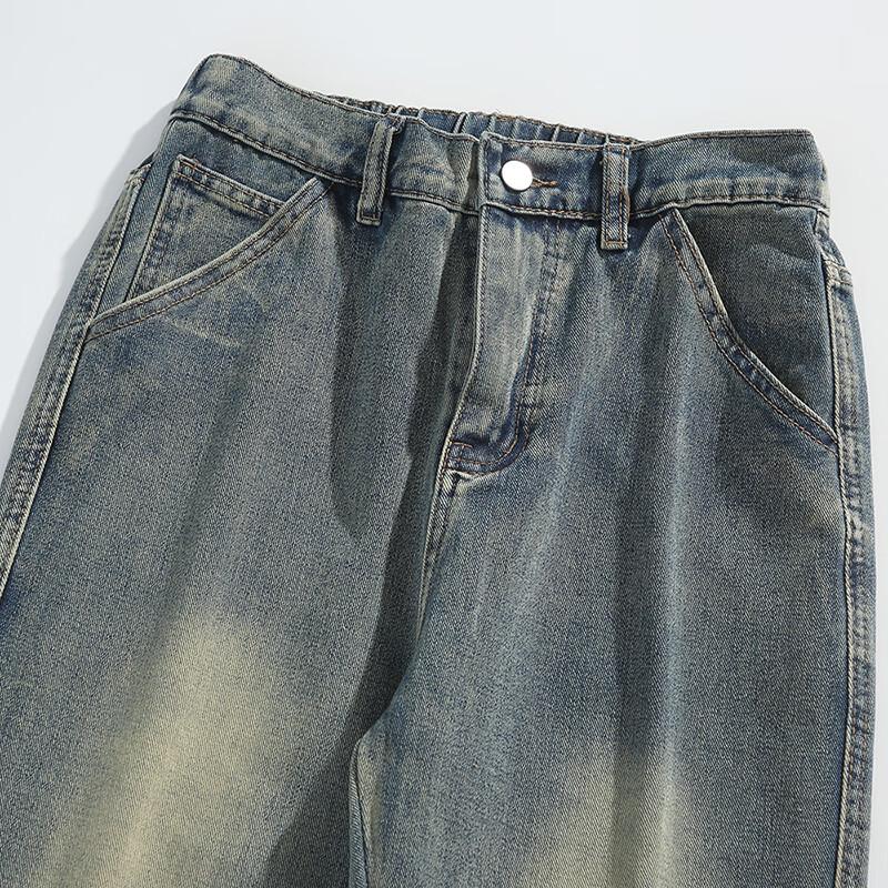 Chutang Men's American Retro Straight-Leg Jeans