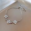 Elegant Gold Plated Zircon Rhombus Flower Bracelet Women Adjustable Minimalist Luxury Daily Wear