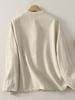 Women's Casual Loose-Fit Cotton Linen Long Sleeve Shirt with Stand Collar & Frog Buttons - New Chinese Style