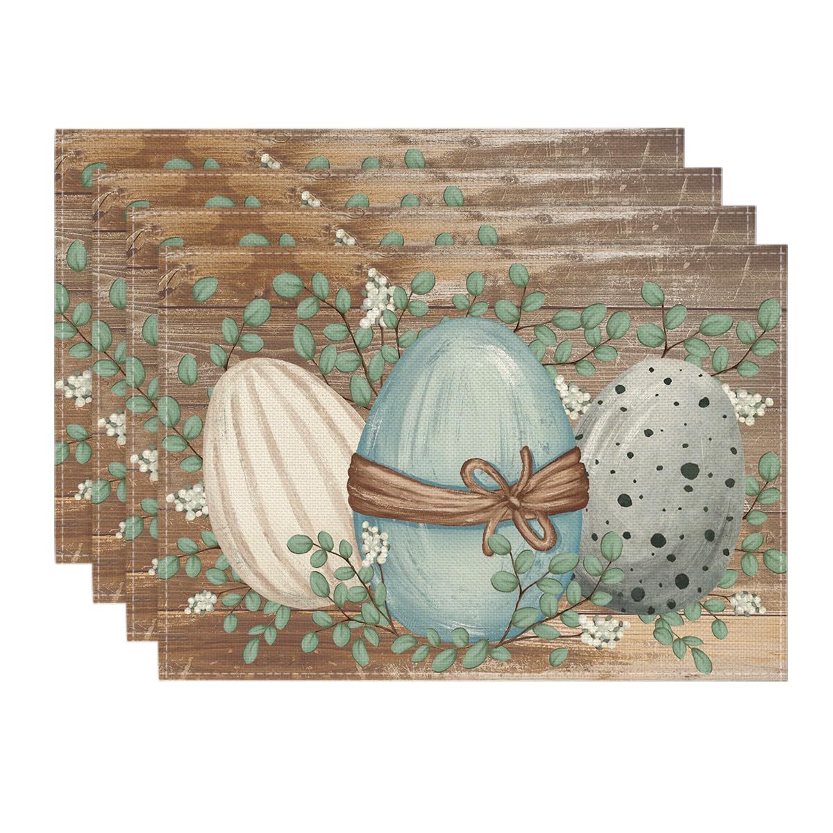 

Eucalyptus Eggs Easter Placemats Set of 4, 12x18 Inch Spring Seasonal Table Mats for Party Kitchen Dining Decoration 12 x 18 , Rectangular 4 Pcs