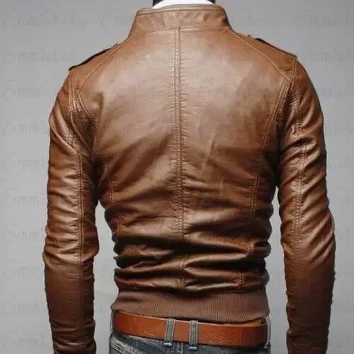 Jacket Fit Coat Streetwear Cool Men Fashion Leather Mens Winter Jackets Collar Autumn Outwear Slim