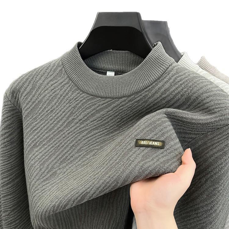 Herren Herbst/Winter Jacquard Strickpullover - Dick mit halbohem Kragen für lässige Wärme