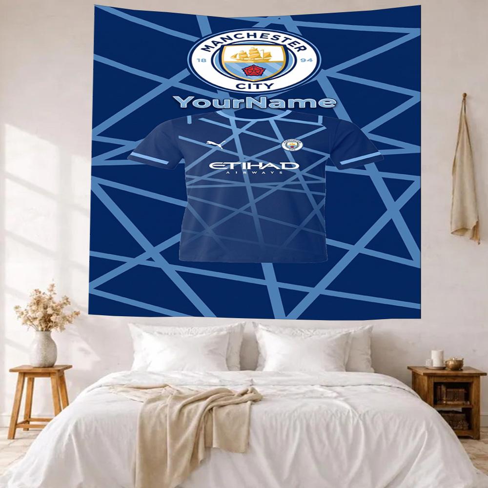Manchester City Custom Your Name Wall Decor Tapestry Art For Pet Memorial Birthdaywedding Party Backdrop Family Gift