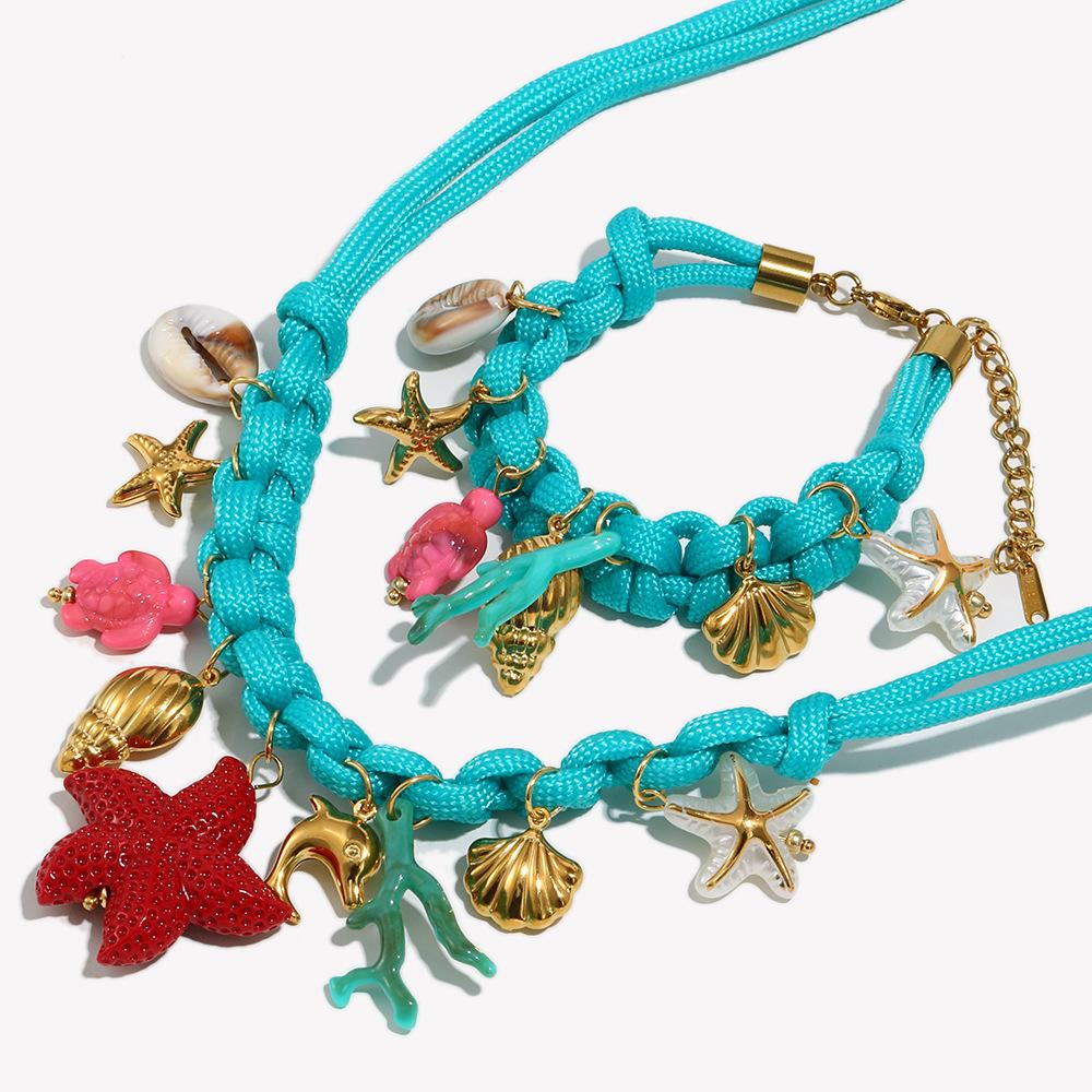 Summer Fashion DIY Shell Necklace 18K Gold Plated Waterproof Stainless Steel Jewelry Set for Gift & Party