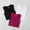 Plus Size Quick-Dry Ribbed Yoga Sports Tank with Square Neck