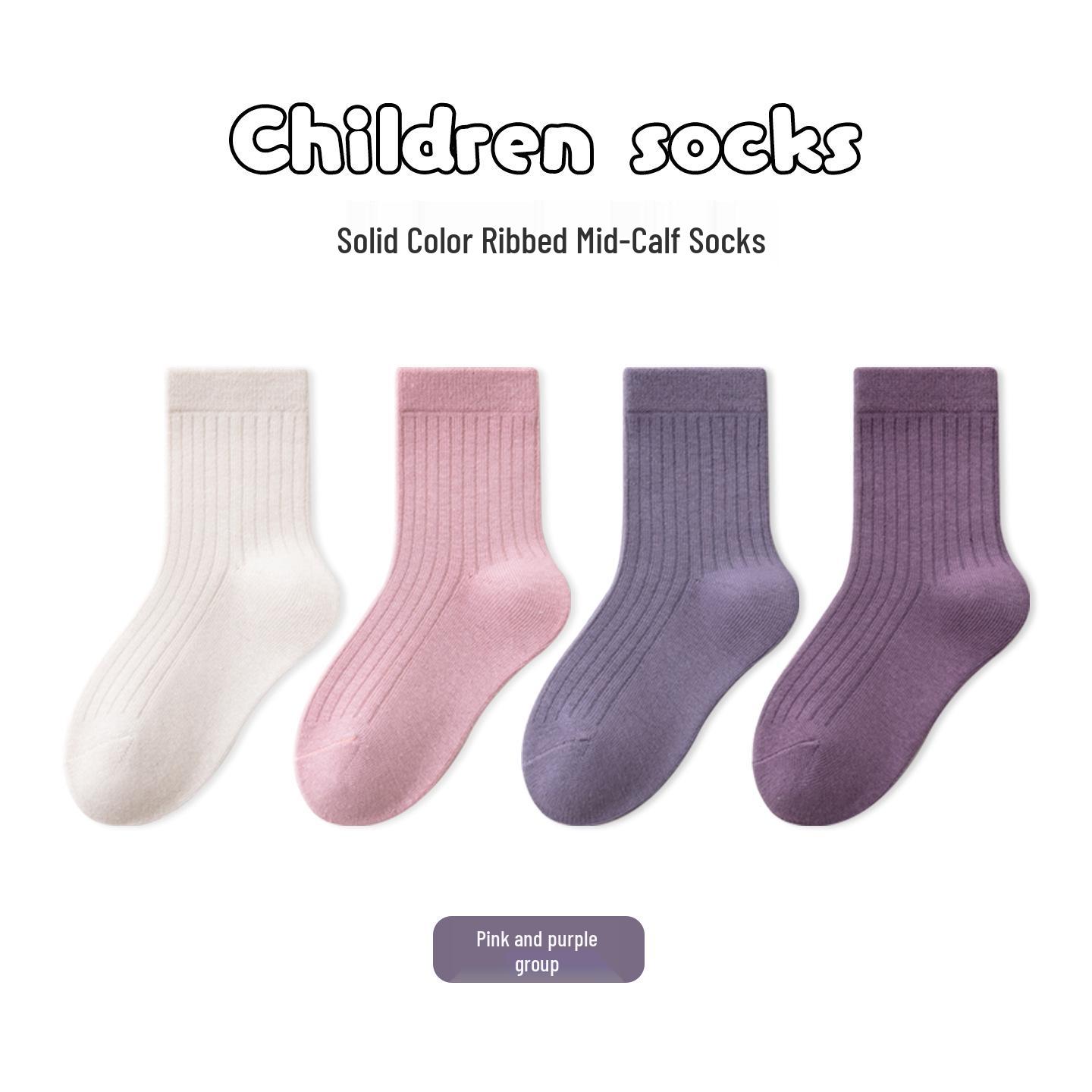 

Girls Cotton Mid-Calf Socks - Versatile Solid Colors for Spring, Autumn, and Winter 6-8 recommended foot length 17-19CM