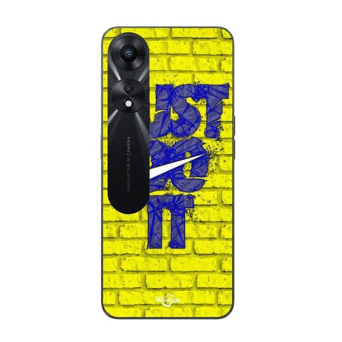 Coque pour Oppo A78 5G logo just do it couleur bleu front jaune