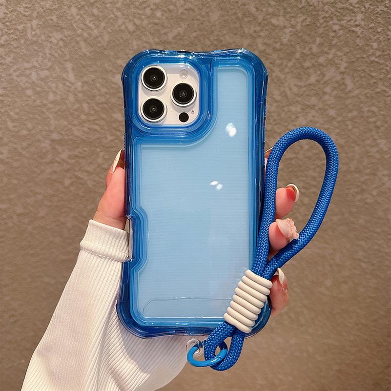 3-in-1 Thick Four-corner Airbag Anti-drop Hand Lanyard Case For iPhone 16 Pro Max 16e 15 + 14 Plus 13 12 11 Protect Cover
