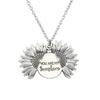 Engraved Double-Sided Sunflower Necklace - 'You Are My Sunshine'