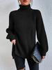 Autumn Winter Knitwear Mid Length Raglan Sleeve High Collar Split Hem Sweater Dress Luxurious Relaxed-fit Slimming and Versatile Top
