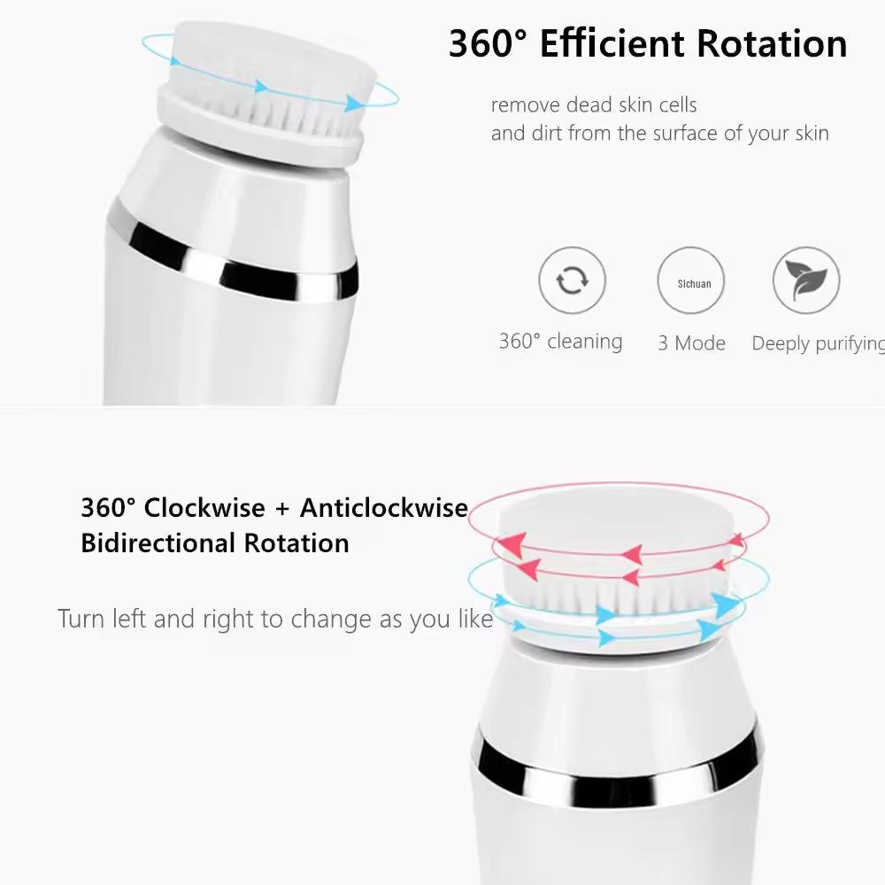 4-in-1 Electric Facial Cleansing Brush: Waterproof, Portable Silicone Massager for Deep Pore Cleaning