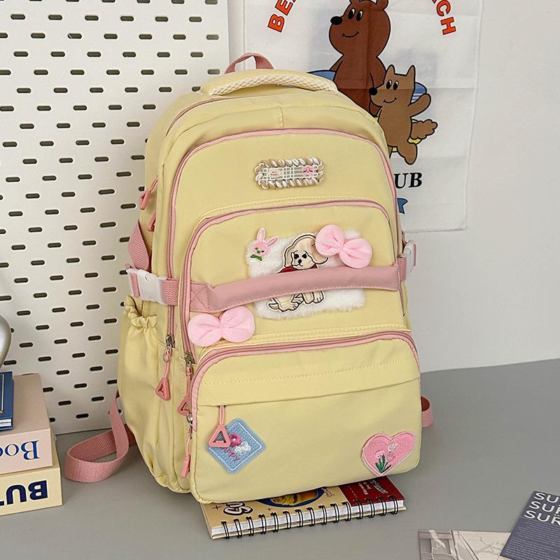 

Милый школьный рюкзак для девочек, рюкзак из пяти частей, женский, для милых девушек, для уроков макияжа, кампусный рюкзак жёлтый