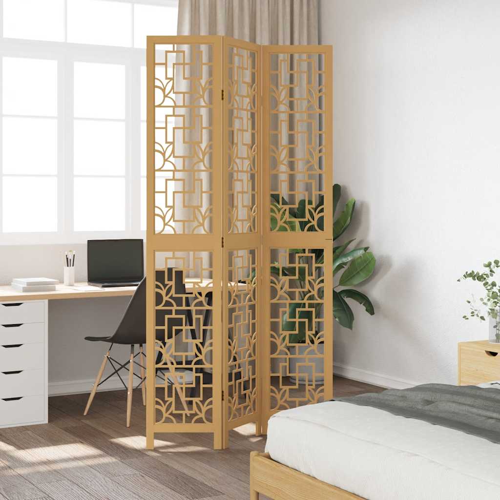 Vidaxl Room Divider, 3-Panel, Solid Paulownia Wood