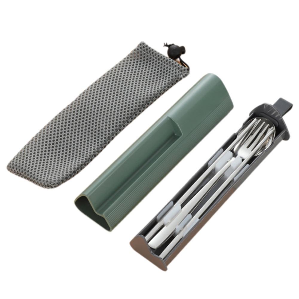 3Pcs/Set Pull-out Design 304 Stainless Steel Tableware Set Spoons Chopsticks Cutlery Set  Worker