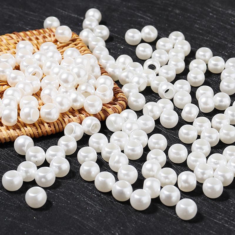 5-300 ks 6-30 mm ABS Imitace Perel Velký Otvor Korálky Béžové Kulaté Volné Distanční Korálky Pro Výrobu Šperků DIY Náhrdelníky Náramky