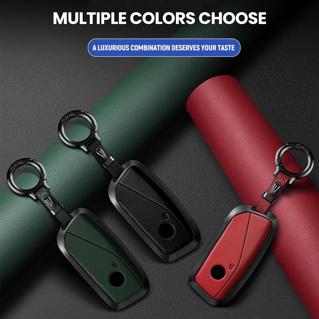 OLLEN Metal Key Fob Cover, Fit For BMW 2024 2025 2026 New 5/7 Series 740I 760I X1 X2 X3 X5 X6 X7 XM I5 I7 IX IX3 Etc, Full Protection Key Case With