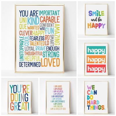 Stampe artistiche per bambini con affermazioni positive, poster motivazionali, citazioni sulla fiducia in se stessi, dipinti su tela, immagini da parete, decorazioni per la classe