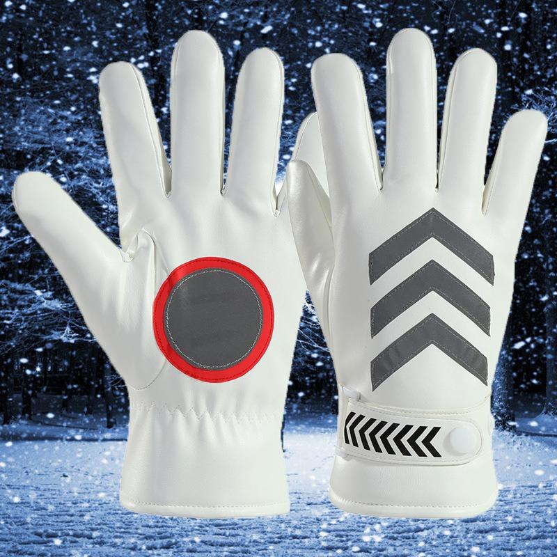Warm gloves men's autumn and winter fleece reflective strip gloves patrol fleece thickened duty command pu gloves
