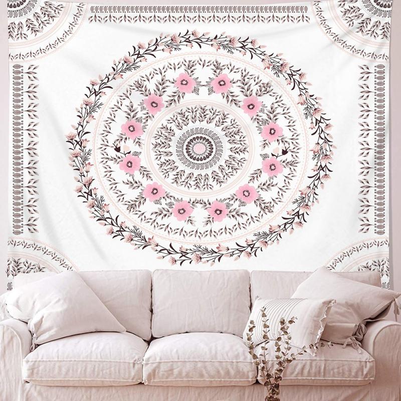 Boho Floral Rectangle Wall Tapestry Hanging Background Cloth Mandala Wall Art For Bedroom Decor