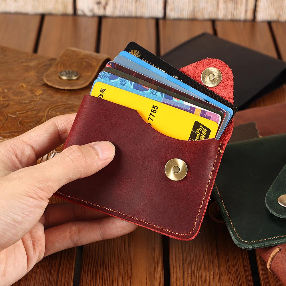 Oyir Men'S Genuine Leather Card Case, Large Capacity Bank Card, Driver'S License Wallet, Retro Men'S Hidden Buckle Clutch Bag