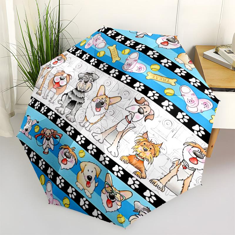 1pc Dogs Paw Prints Automatic Opening/Closing Umbrella with Operation & Windproof Canopy - Folding Design, Holiday Gift yy260225148