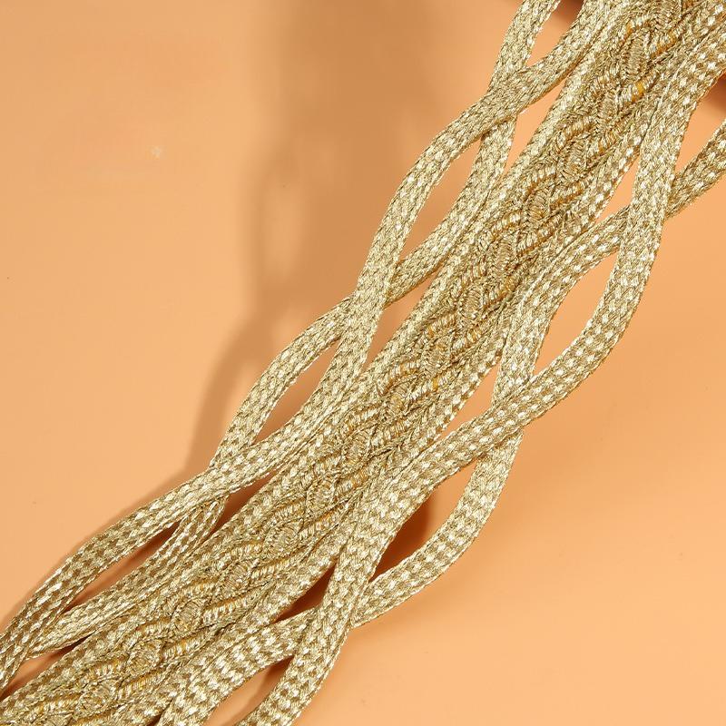 1Yard Handmade Gold Cord Patch Baroque Decorative Trim Appliques Sew on Patches for Clothing Clothes Applique