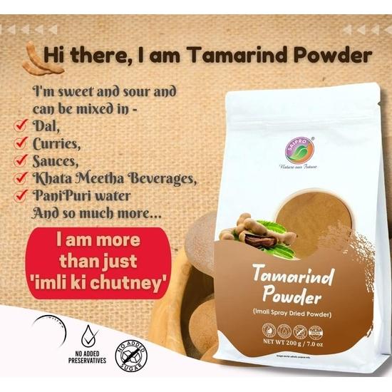 Saipro's EATERY HARVEST Tamarind Powder, 800 Gm(200g*4 Packs) Dry (imli Powder) Seedless Emli Free Flowing Powder Ready 100% Clean Fresh All Natural