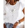 (European Size) Watercolor Women Flower Trend Cute Tee Top Short Sleeve Fashion Print Lady Clothing Casual T-shirt Female Graphic T-shirts