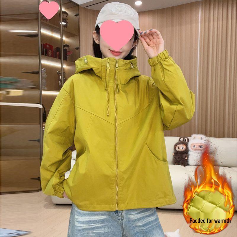Women's Cotton Windbreaker Jacket with Double Zipper