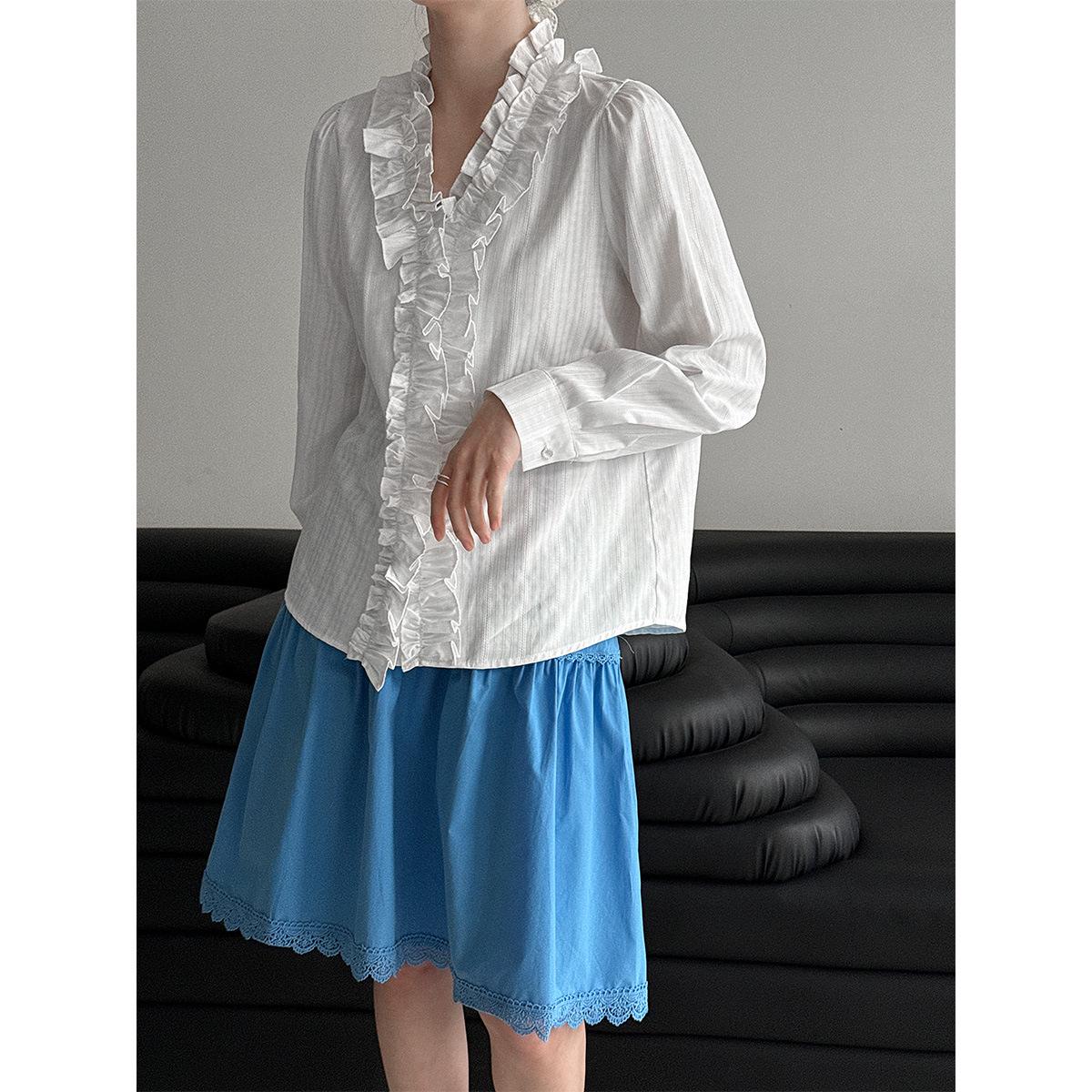

Lu Xi Women s V-Neck Plaid Wood Ear Shirt - Spring 2026 Korean Style, Versatile, Gentle Design Large