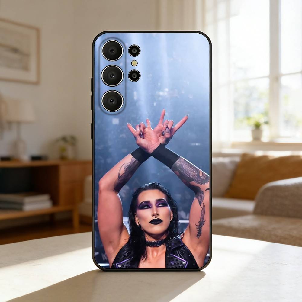 R-Rhea Ripley Wrestler Phone Case For Samsung S26,S25,24,23,22,30,21,10,9,Ultra,Plus,Lite,Black Soft Case