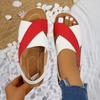 Women's Color Blocking Slope Heel High Heel Sandals, Casual Open Toe Thick Bottom Shoes, Comfortable Ankle Strap Sandals