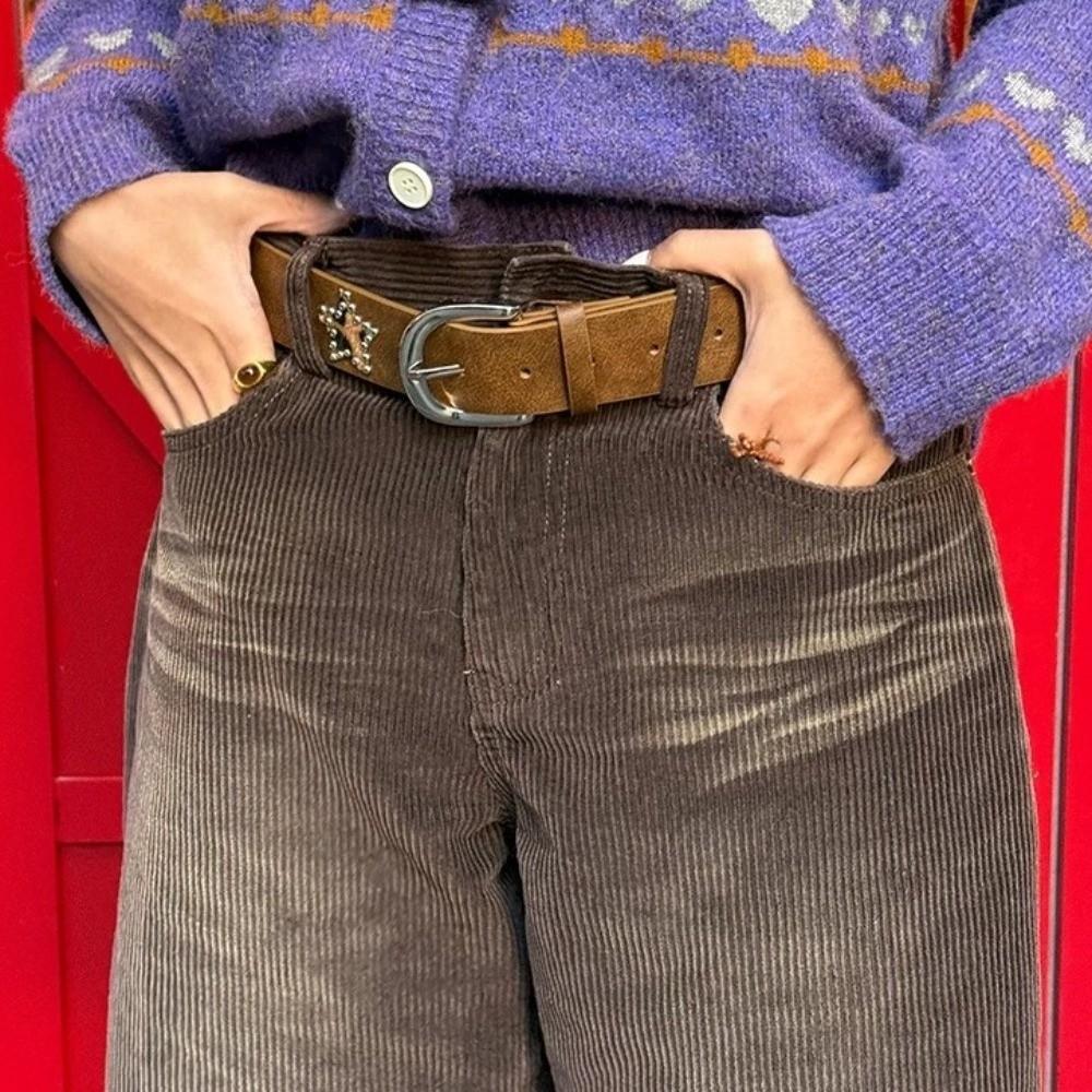 Star Metal Buckle Belts Gothic Pu Leather Waistband Retro Jeans Belt  Clothing Accessories